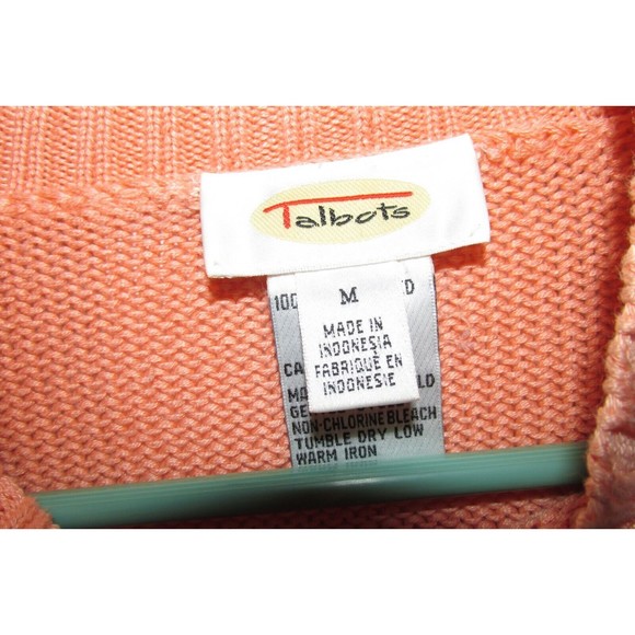Talbots Womens Peach 100% Mercerized Cotton Mock Neck Long Sleeve Sweater Size M - Picture 4 of 6